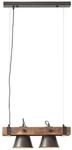 Lampe, Decca Pendelleuchte 2flg Schwarz Stahl, 2x A60, E27, 10w, Holz Aus