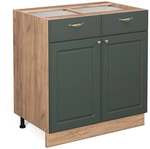 Vicco - K&uuml;chenunterschrank Fame-line, Gr&uuml;n-gold Landhaus, 80 Cm Ohne Arbeitsplatte
