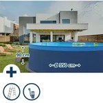 Stahlwandpool Set Rund Arizona 350x90 Cm, Stahl 0,3 Mm Anthrazit, Folie 0,2 Mm Sand,