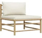 Garten-mittelsofa Mit Kissen Cremewei&szlig; Bambus - Vidaxl