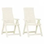 Vidaxl Reclining Folding Chairs 2 Pcs Plastic White