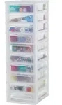 Iris Ohyama - Kunststoff Schubladenbox Mit 10 Tiefen Schubladen, Mattwei&szlig;,
