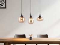 Pendelleuchte Lumina 3-flammig, Glas Lampenschirme Amberfarbig, Breite 69cm