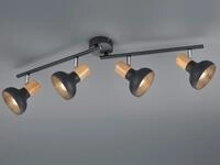 Deckenstrahler Latika Aus Metall In Schwarz & Holzoptik, Breite 71cm