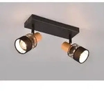 Trio Leuchten - Deckenstrahler Nandini 2-flammig, Holz & Draht-stoff Lampenschirm,