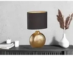 Meinewunschleuchte - Led Tischlampe Mit Keramikfu&szlig; Bronze Antik & Stoffschirm
