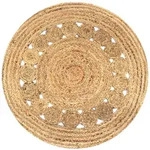 Teppich Flechtmuster Jute 90 Cm Rund Vidaxl