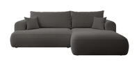 Eckschlafsofa Ovo In L-form Dunkelgrau Mit Boucl&eacute;-beh&auml;lter Rechts - Selsey
