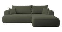 Selsey - Eckschlafsofa Ovo In L-form Aus Olivgr&uuml;nem Velours Mit Beh&auml;lter Aus