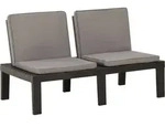 Garten-lounge-bank Mit Auflagen Kunststoff Grau - Vidaxl