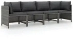 Vidaxl 4-sitzer-gartensofa Mit Kissen Grau Poly Rattan
