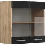 Vicco - K&uuml;chenglasschrank R-line, Schwarz Hochglanz, 60 Cm