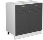 Vicco - K&uuml;chenunterschrank Fame-line, Anthrazit-gold, 80 Cm Ohne Arbeitsplatte