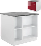 Vicco - K&uuml;cheninsel Fame-line, Bordeaux Hochglanz/wei&szlig;, 90 Cm Mit Schublade, Ohne