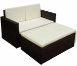 2-tlg. Garten-lounge-set Mit Auflagen Poly Rattan Braun Vidaxl