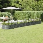 Hochbeet Pulverbeschichteter Stahl 512x80x36 Cm Grau - Vidaxl