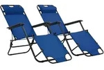Klappbare Sonnenliegen 2 Stk. Mit Fu&szlig;ablage Blau Vidaxl