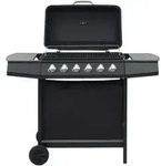 Longziming - Gasgrill Mit 6 Flammen Stahl Schwarz Vidaxl