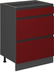K&uuml;chenunterschrank R-line, Rot, 60 Cm J-shape, Mit Schubladen, Ohne Arbeitsplatte