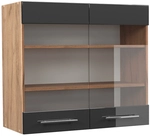 Vicco - K&uuml;chenglasschrank Fame-line, Anthrazit Hochglanz, 80 Cm