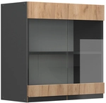 Vicco - K&uuml;chenglasschrank R-line, Goldkraft Eiche, 60 Cm J-shape