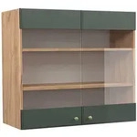 Vicco - K&uuml;chenglasschrank Fame-line, Gr&uuml;n-gold Landhaus, 80 Cm