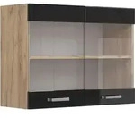 Vicco - K&uuml;chenglasschrank R-line, Schwarz Hochglanz, 80 Cm