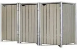 Hide Holz M&uuml;lltonnenbox F&uuml;r 3 M&uuml;lltonnen 240 Liter Grau 81x209x115 Cm