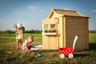 Kinderspielhaus Aus Holz - Spielhaus Im Freien F&uuml;r Kinder - B112xl146xh152 Cm/1,1m2