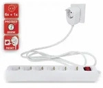 Rev - Steckdosenleiste Powersplit, 6-fach, Mit Schalter, 5 M, Wei&szlig;