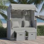 Prolenta Premium Strandkorb Mit Kissen Poly Rattan Und Massivholz