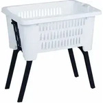 Spetebo - W&auml;schekorb Mit Klappbaren F&uuml;&szlig;en 60 X 40 Cm - Wei&szlig; - Kunststoff Stand