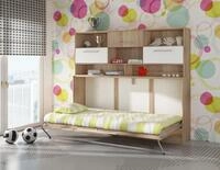 Schrankbett Wandbett Roger 90x200cm Horizontal + Regal Sonoma Eiche/wei&szlig;