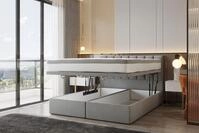 Trada - Bond Boxspringbett 160 X 200 Mit Bettkasten Mit Matratze Grau
