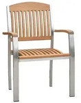 Keros Stapelsessel 2er Set Edelstahl/akazie