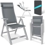 Gartenstuhl Hochlehner Mit Armlehnen Aluminium Klappstuhl Inkl. Kopfkissen