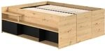 Odyssee Lit Adulte - 140x200 Cm - Avec Coffre Relevable - D&eacute;cor Chene Et Noir - L