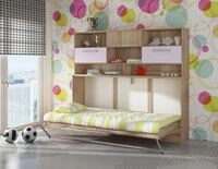 Schrankbett Wandbett Roger 90x200cm Horizontal + Regal Sonoma Eiche / Violett