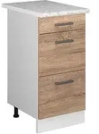 Vicco - K&uuml;chenunterschrank R-line, Sonoma, 40 Cm Mit Schubladen, Ap Marmor