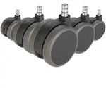 5x Rolo No-noise 11mm/75mm Hartb&ouml;den - Stuhlrollen Schwarz