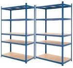 2er Set Werkstattregal Schwerlastregal 200x100x50 Cm Blau Pulverbeschichter Metall