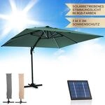Sonnenschirm F&uuml;r Balkon, Sonnenschirm Mit Solarpanel & Led Beleuchtung,...