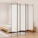 5-tlg. Paravent Wei&szlig; 200x220 Cm Stoff Vidaxl