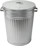 Zink Abfalleimer Mit Deckel - 55 Liter - Metall Garten Outdoor M&uuml;lleimer Silber