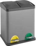 Tc2x15 M&uuml;lleimer Grau 30l 2x15 Treteimer Papierkorb M&uuml;lltrennung Stahl - Svita