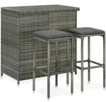 3-tlg. Bar Set Poly Rattan Grau - Vidaxl