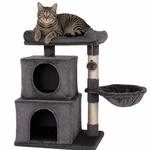 Lionto Katzen Kratzbaum, 70 Cm Mit 2 H&ouml;hlen, Liegemulde, Liegebett & Spielball,