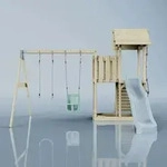 Spielturm Uppsala Aus Holz In Blaubabyschaukel - Polarplay