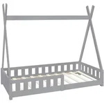 Ml-design - Kinderbett Tipi 80x160 Cm Hellgrau Mit Rausfallschutz Und Lattenrost,
