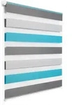 Doppelrollo Weiss+grau+t&uuml;rkis 45x150cm - Woltu